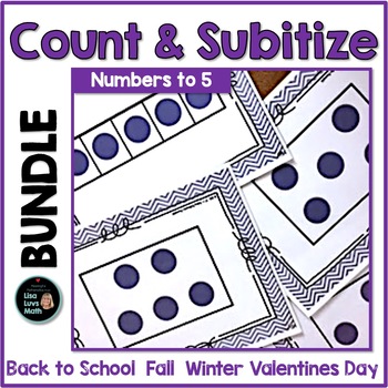 Preview of Numbers to 5 - Number Sense - Subitize  - Count - Math Flash Cards  - BUNDLE