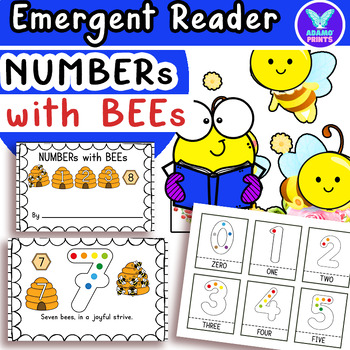 Preview of Numbers with Bees 0-10 Math Emergent Reader Kindergarten NO PREP Activities