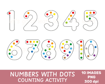 Preview of Numbers with Counting Dots Clip Art, Math Resources, Commercial Use