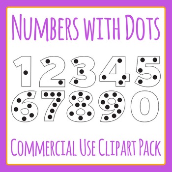 Preview of Numbers with Counting Dots Numerals / Math Clip Art / Clipart Commercial Use