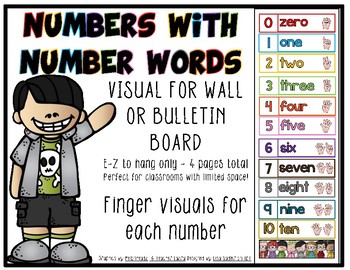 Preview of Numbers with Number Words- Wall or Bulletin Board Display