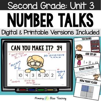 Preview of Second Grade Number Talks Unit 3 for Building Number Sense and Mental Math
