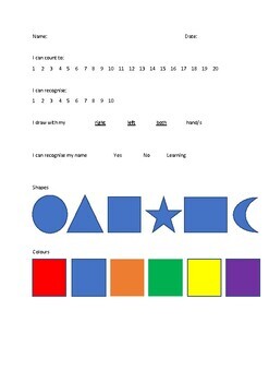 Preview of Numbers, shapes and colours checklist AUS-US