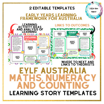 Preview of Numeracy, Counting, Maths EYLF Early Learning Story EDITABLE Templates Australia