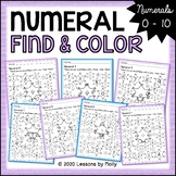 Numeral Find and Color Worksheets 0 to 10 with Snowflakes