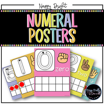 Preview of Ten Frame Number Posters 0-20: Retro Classroom Decor, Groovy Classroom Decor