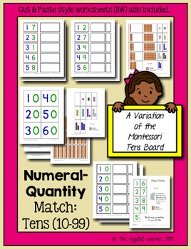Preview of Numeral-Quantity Match: 10-99 (A Variation of the Montessori Tens Board)