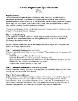 Preview of Numeric Integration, Special Functions Project