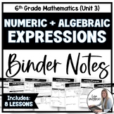 Numeric and Algebraic Expressions Binder Notes Bundle for 