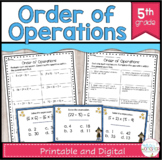 Numerical Expressions Order of Operations Task Cards and W