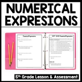 5th Grade Math Numerical Expressions Worksheets, Writing E