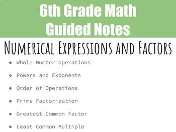 Preview of Numerical Expressions and Factors Guided Notes - Editable