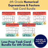 Numerical Expressions and Factors Task Card Bundle - Sixth Grade