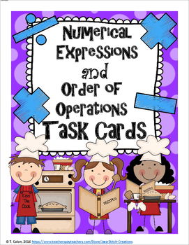 Preview of Numerical Expressions and Order of Operations Task Cards and Worksheets