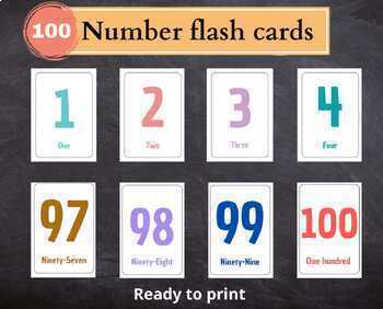 Preview of Numerical Mastery: 1 to 100 Number Flash Cards PDF for Comprehensive Learning
