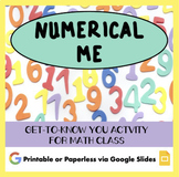 Numerical Me: Get to know you activity for math class (Bac