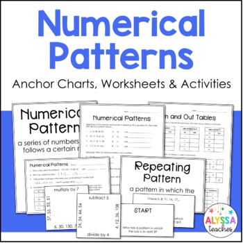 Preview of Numerical Patterns Activities | Anchor Charts, Worksheets, Puzzle
