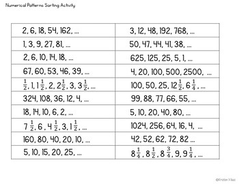 Numerical Patterns - Arithmetic and Geometric Sequence