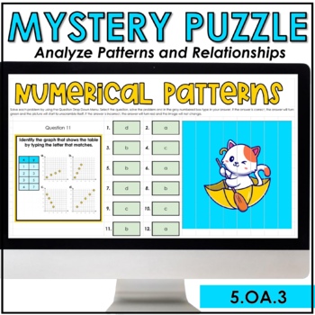 Preview of Numerical Patterns Digital Mystery Puzzle Pixel | 5.OA.3