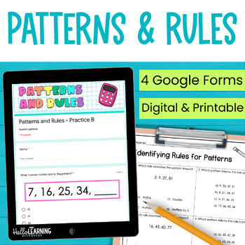 Preview of Numerical Patterns, Shape Patterns and Pattern Rules Practice for Google Forms™