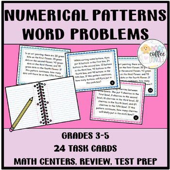 Preview of Numerical Patterns Word Problems Math Task Cards | Number Patterns 