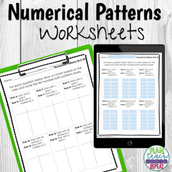 Preview of Numerical Patterns Worksheets - 5.OA.3 Distance Learning
