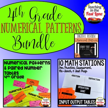 Preview of Numerical Patterns and Input Output Tables Bundle of Activities for 4th Grade