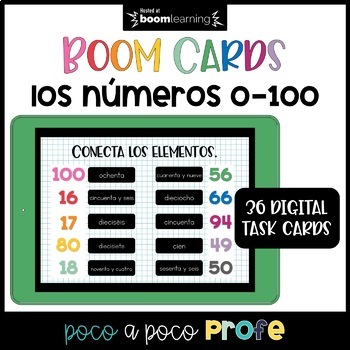 Preview of Números 0-100 Spanish numbers Boom Cards™ (distance learning)