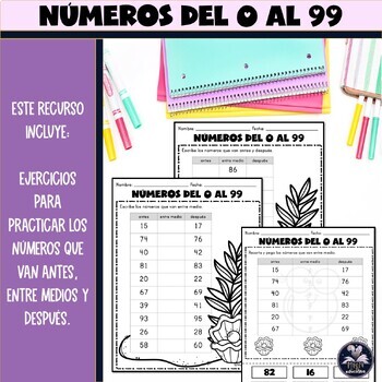 Números 0 al 99 (Hojas de trabajo) | Spanish Numbers from 0 to 99