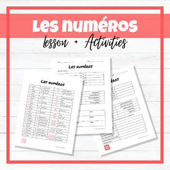 Preview of Numéros - Numbers - French Lesson and Activities