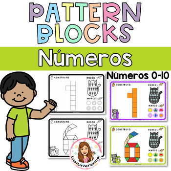 Preview of Números Pattern Blocks / Numbers Pattern Blocks. Math Center. Spanish
