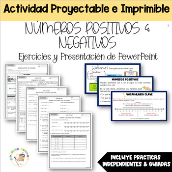 Preview of Numeros Positivos y Negativos Minileccion & Presentacion PowerPoint
