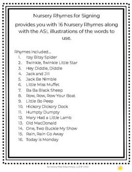 rhymes signing nursery subject