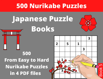 Preview of Nurikabe Puzzles Printable PDF - 500  Japanese puzzles with Answers