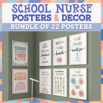Preview of School Nurse Office Decor Posters Sign Nursing Bulletin Board Clinic Decorations
