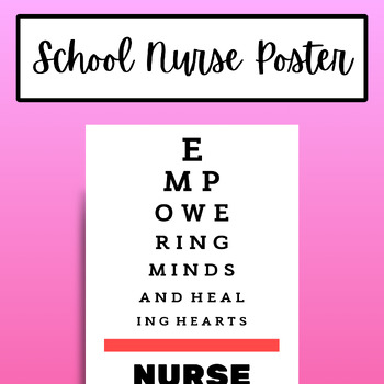 Preview of School Nurse Poster, Nurse Clinic Decor, Eye Chart, Printable, Nurse Quote