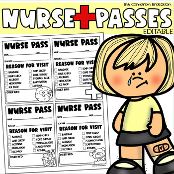 Preview of Nurse Pass | School Health Aide Passes | EDITABLE