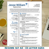Nursing Resume Template, Medical Resume Instant Download, 