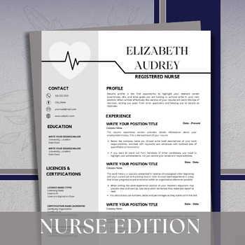 Preview of Nurse Resume Template | Professional Resume | Student Nurse Resume | Medical