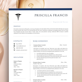 Preview of Nurse Resume and Cover Letter, Travel Nurse Resume Template, CV Template UK