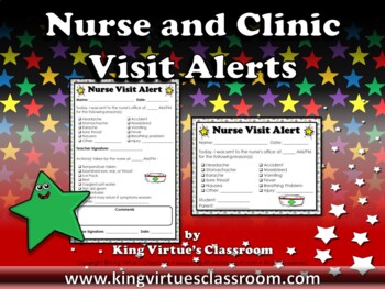 Preview of Nurse Visit Alert / Clinic Visit Alert - Teacher, Nurse and Parent Communication