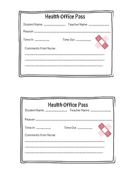 Preview of Nurse's Office Pass