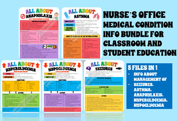 Preview of Nurse's Office/School Nurse medical condition BUNDLE for classrooms & office