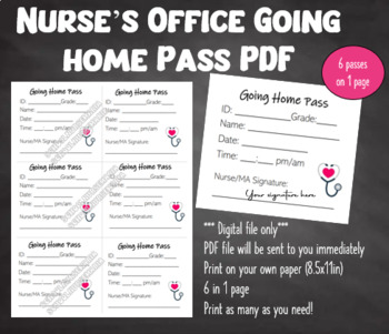 Preview of Nurse's Office going home pass PDF file
