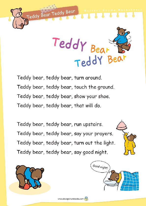 Nursery Rhyme Activities Teddy Bear Teddy Bear *Printables TpT