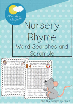 Preview of Nursery Rhyme Activities - Word Searches and Scramble