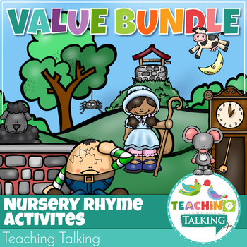 Preview of Nursery Rhymes Activities Bundle | Nursery Rhyme Visuals, Centers & Worksheets