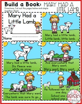 Nursery Rhymes Preschool Mary Had a Little Lamb (Nursery Rhyme Sequencing)