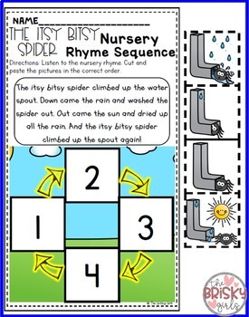 nursery rhymes preschool the itsy bitsy spider nursery rhyme sequencing