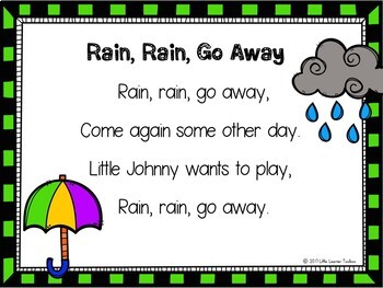 Nursery Rhyme FREEBIE - Rain Rain Go Away by Little ...